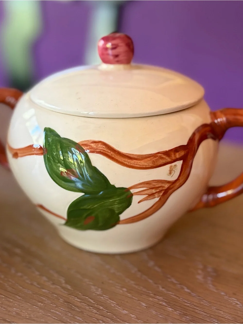 Franciscan Apple lidded sugar bowl and creamer large